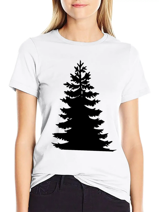 Evergreen - White Lightweight Cotton T-Shirt – Daily Comfort Graphic Shirt