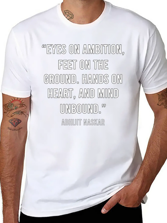 Eyes On Ambition, Feet On The Ground Lightweight Cotton T-Shirt – Daily Comfort Graphic Shirt