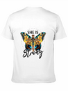 Faith Jesus Cross Butterfly Sunflower She's Strong Lightweight Cotton T-Shirt – Daily Comfort Graphic Shirt