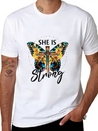 Faith Jesus Cross Butterfly Sunflower She's Strong Lightweight Cotton T-Shirt – Daily Comfort Graphic Shirt