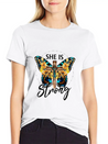 Faith Jesus Cross Butterfly Sunflower She's Strong Lightweight Cotton T-Shirt – Daily Comfort Graphic Shirt
