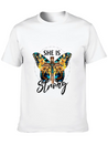 Faith Jesus Cross Butterfly Sunflower She's Strong Lightweight Cotton T-Shirt – Daily Comfort Graphic Shirt