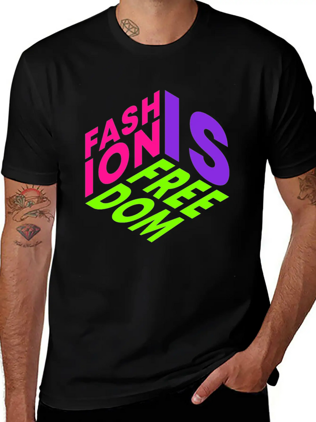 Fashion Is Freedom Lettering Quote Lightweight Cotton T-Shirt – Daily Comfort Graphic Shirt