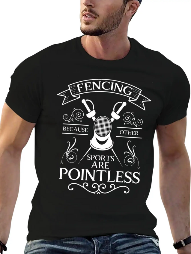 Fencing Sport Fencer Fighter Foil Lightweight Cotton T-Shirt – Daily Comfort Graphic Shirt