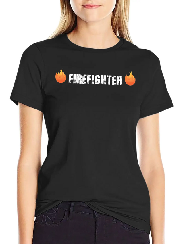 Firefighter With Flames Lightweight Cotton T-Shirt – Daily Comfort Graphic Shirt
