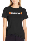 Firefighter With Flames Lightweight Cotton T-Shirt – Daily Comfort Graphic Shirt
