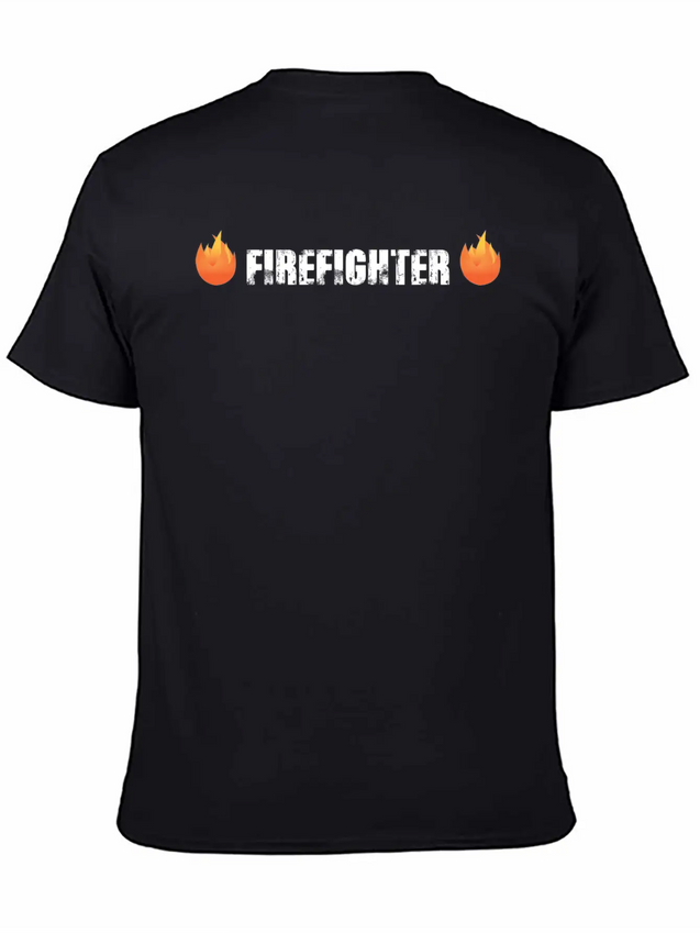 Firefighter With Flames Lightweight Cotton T-Shirt – Daily Comfort Graphic Shirt