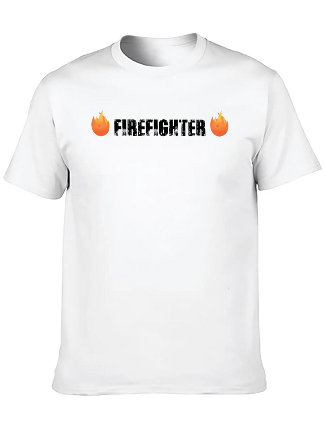 Firefighter With Flames Lightweight Cotton T-Shirt – Daily Comfort Graphic Shirt