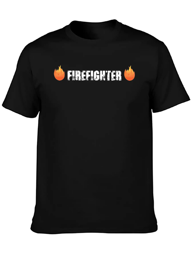 Firefighter With Flames Lightweight Cotton T-Shirt – Daily Comfort Graphic Shirt
