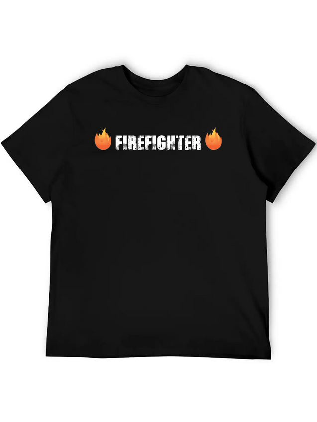 Firefighter With Flames Lightweight Cotton T-Shirt – Daily Comfort Graphic Shirt