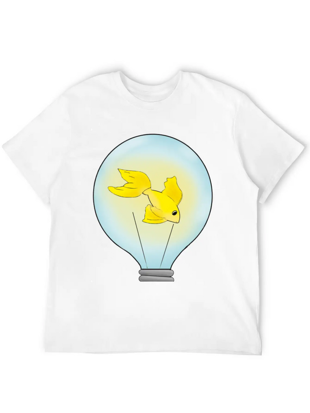 Fish That Lights Up Inside A Light Bulb Lightweight Cotton T-Shirt – Daily Comfort Graphic Shirt