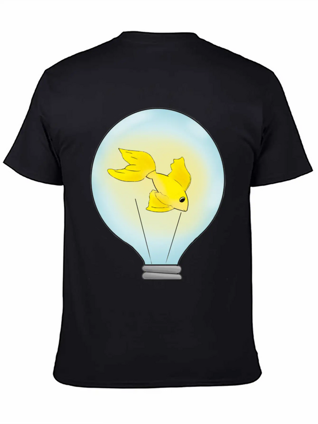 Fish That Lights Up Inside A Light Bulb Lightweight Cotton T-Shirt – Daily Comfort Graphic Shirt