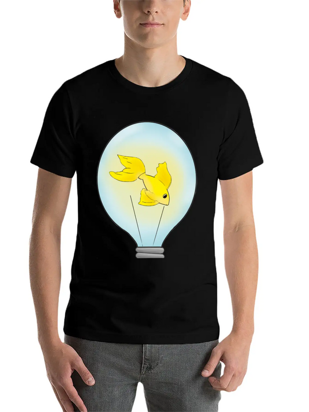 Fish That Lights Up Inside A Light Bulb Lightweight Cotton T-Shirt – Daily Comfort Graphic Shirt