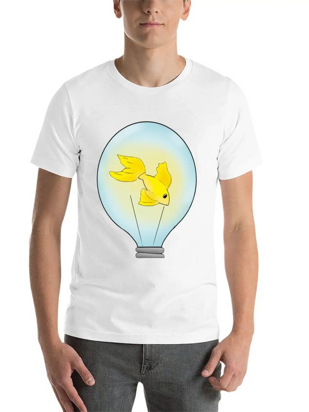 Fish That Lights Up Inside A Light Bulb Lightweight Cotton T-Shirt – Daily Comfort Graphic Shirt