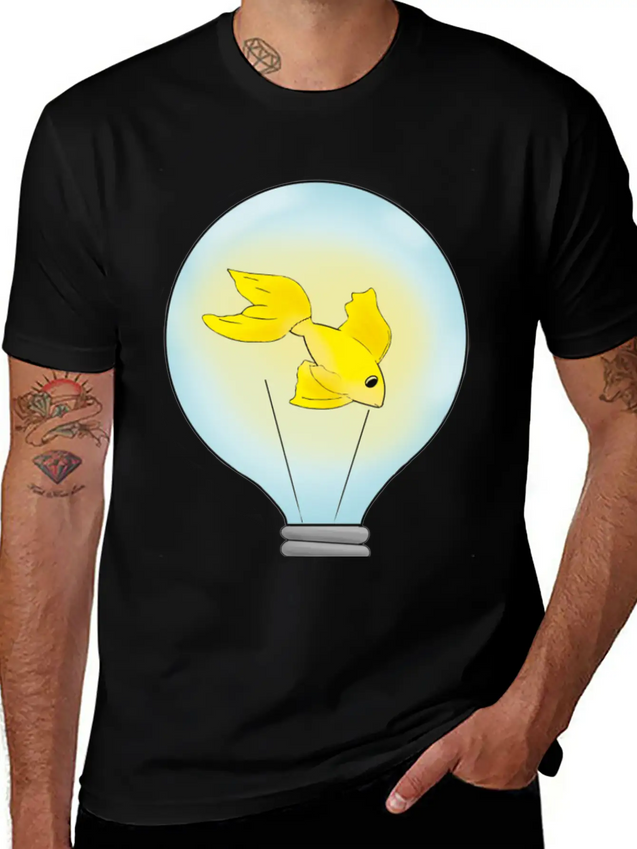 Fish That Lights Up Inside A Light Bulb Lightweight Cotton T-Shirt – Daily Comfort Graphic Shirt