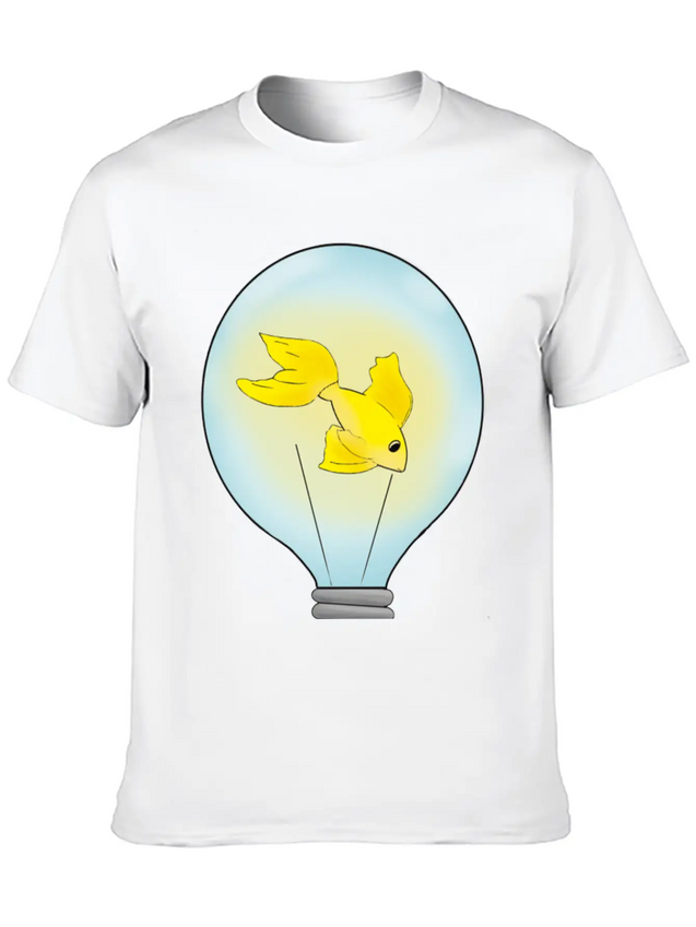 Fish That Lights Up Inside A Light Bulb Lightweight Cotton T-Shirt – Daily Comfort Graphic Shirt