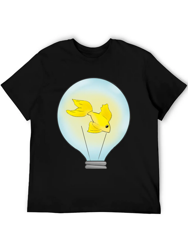 Fish That Lights Up Inside A Light Bulb Lightweight Cotton T-Shirt – Daily Comfort Graphic Shirt