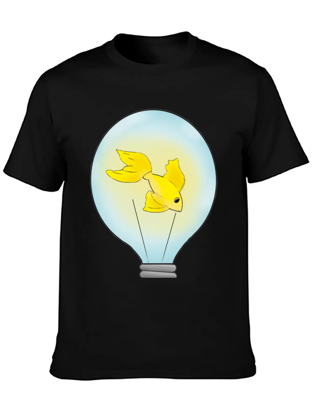 Fish That Lights Up Inside A Light Bulb Lightweight Cotton T-Shirt – Daily Comfort Graphic Shirt