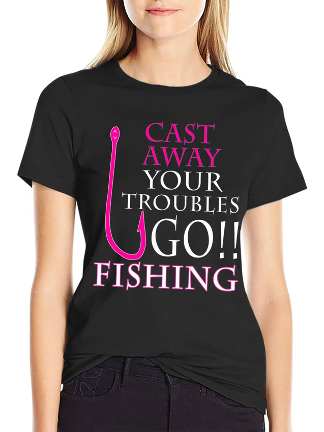 FISHING - CAST AWAY YOUR TROUBLES GO!! FISHING Lightweight Cotton T-Shirt – Daily Comfort Graphic Shirt