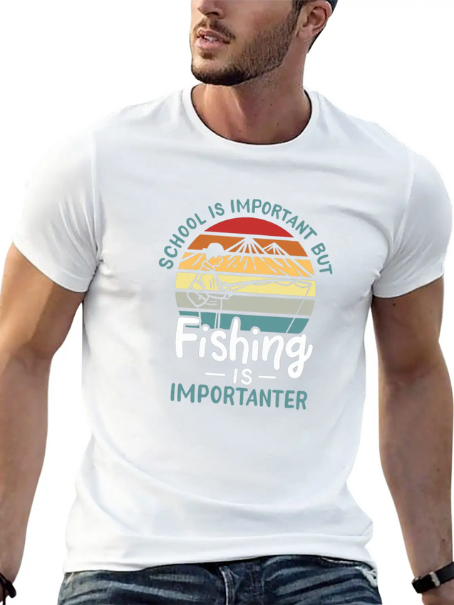 Fishing Fishing Is Importanter Lightweight Cotton T-Shirt – Daily Comfort Graphic Shirt