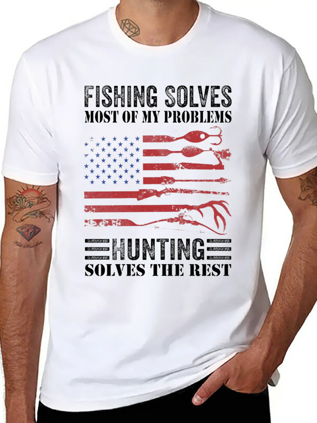 Fishing Solves Most Of My Problems Hunting Solves Lightweight Cotton T-Shirt – Daily Comfort Graphic Shirt