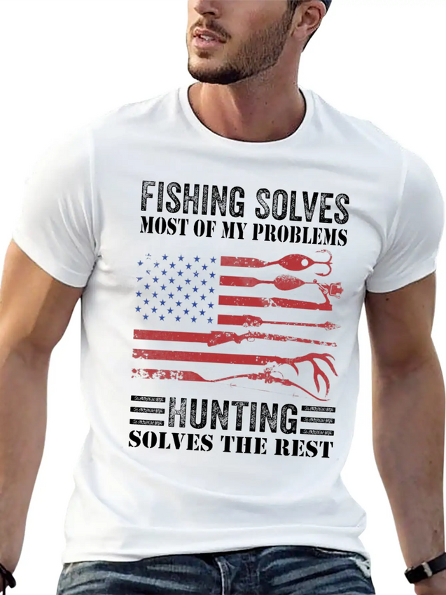 Fishing Solves Most Of My Problems Hunting Solves Lightweight Cotton T-Shirt – Daily Comfort Graphic Shirt