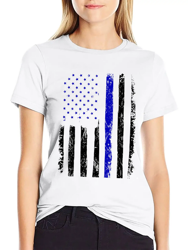 Flag Black Police Lightweight Cotton T-Shirt – Daily Comfort Graphic Shirt