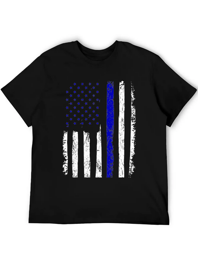 Flag Black Police Lightweight Cotton T-Shirt – Daily Comfort Graphic Shirt
