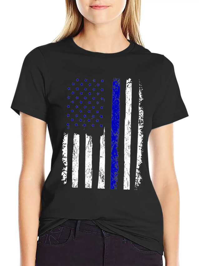 Flag Black Police Lightweight Cotton T-Shirt – Daily Comfort Graphic Shirt