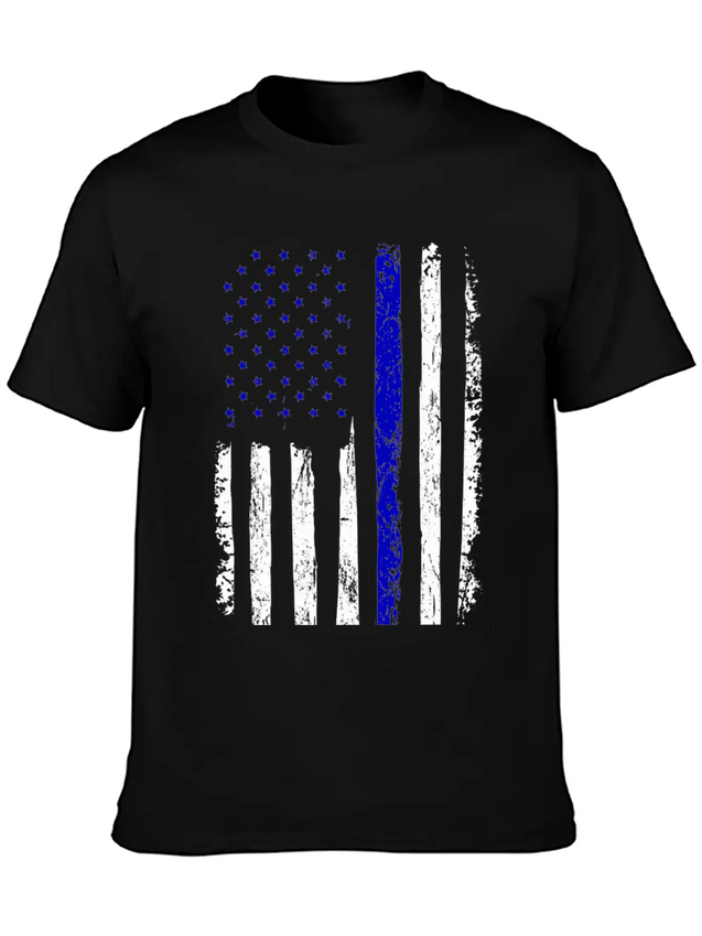 Flag Black Police Lightweight Cotton T-Shirt – Daily Comfort Graphic Shirt