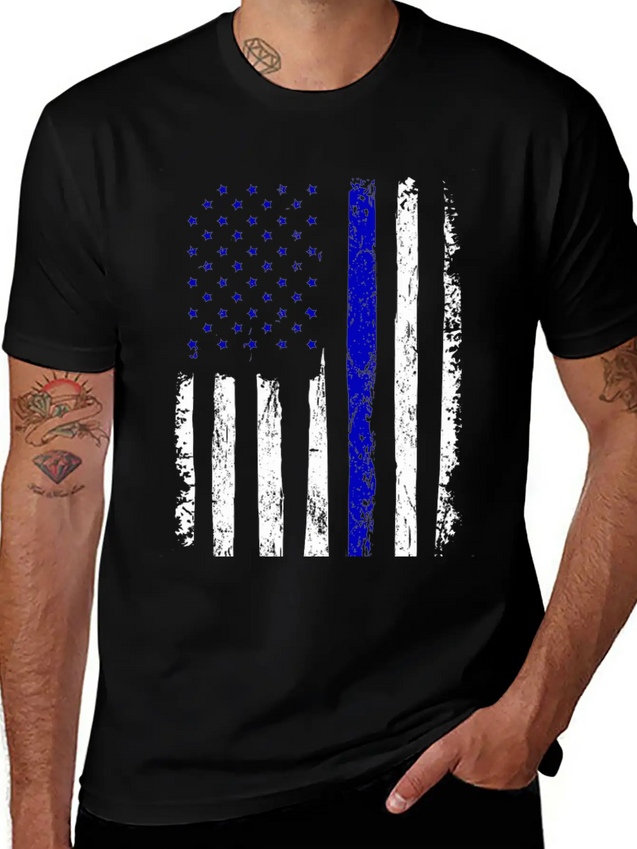 Flag Black Police Lightweight Cotton T-Shirt – Daily Comfort Graphic Shirt