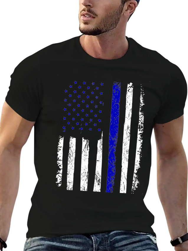 Flag Black Police Lightweight Cotton T-Shirt – Daily Comfort Graphic Shirt
