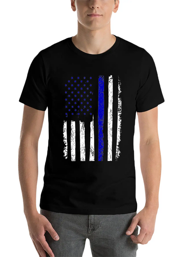 Flag Black Police Lightweight Cotton T-Shirt – Daily Comfort Graphic Shirt