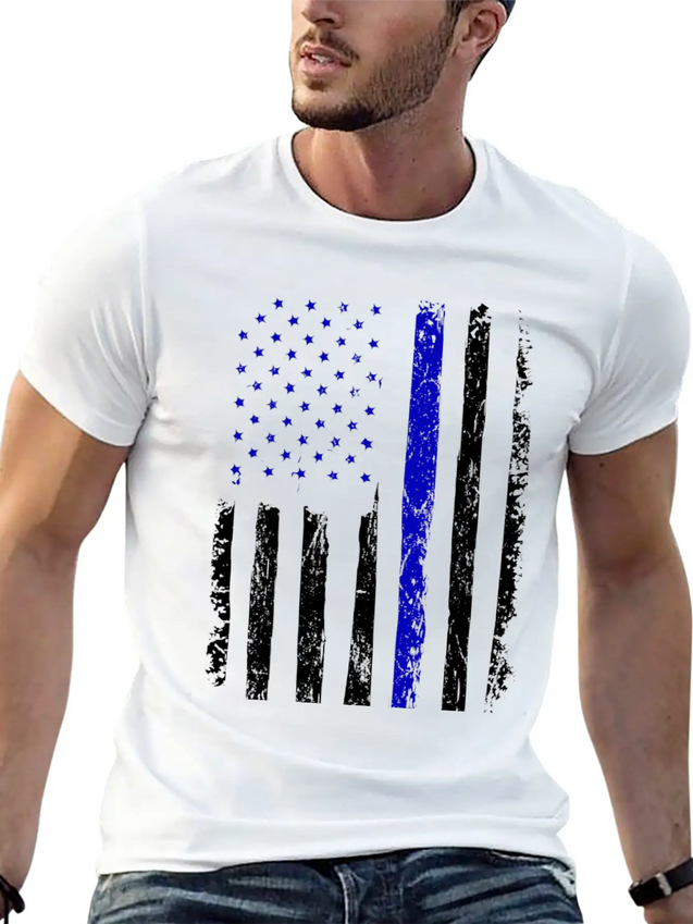 Flag Black Police Lightweight Cotton T-Shirt – Daily Comfort Graphic Shirt