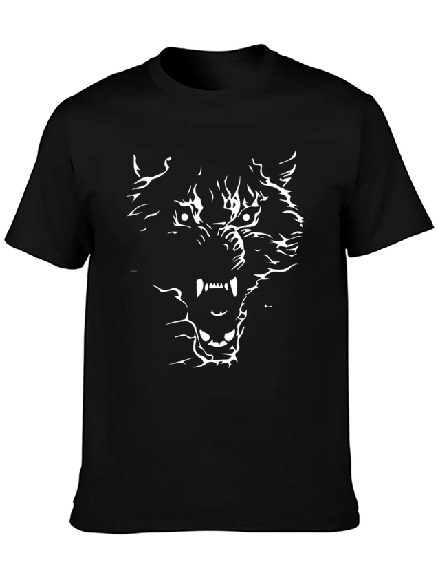 Flaming Wolf Lightweight Cotton T-Shirt – Daily Comfort Graphic Shirt