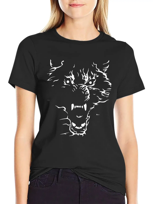 Flaming Wolf Lightweight Cotton T-Shirt – Daily Comfort Graphic Shirt