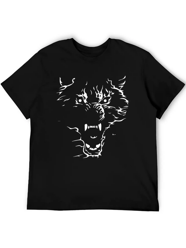 Flaming Wolf Lightweight Cotton T-Shirt – Daily Comfort Graphic Shirt