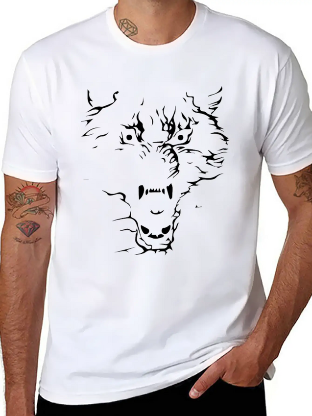 Flaming Wolf Lightweight Cotton T-Shirt – Daily Comfort Graphic Shirt