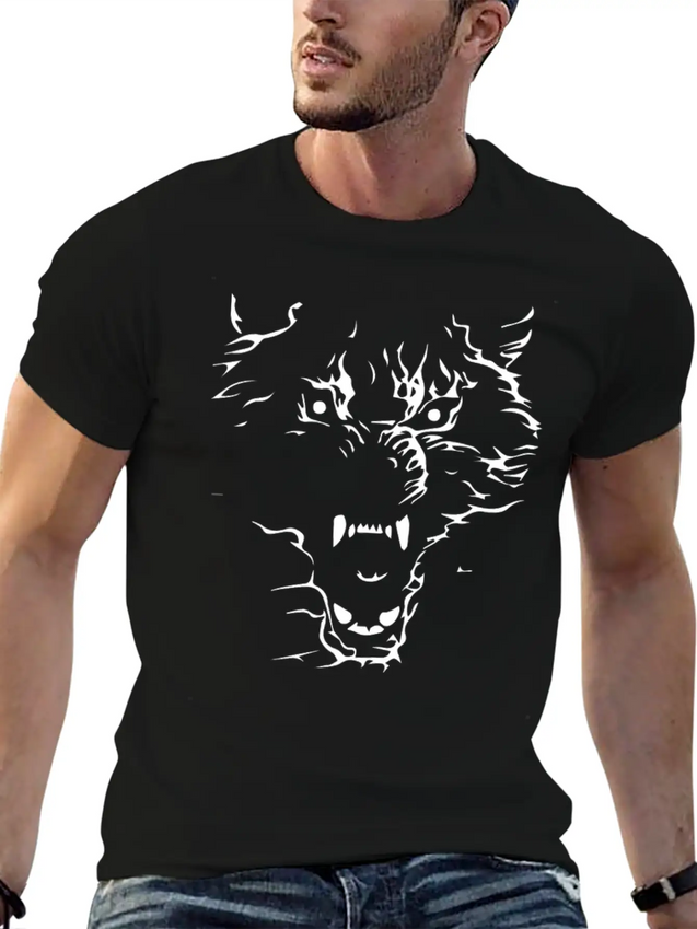 Flaming Wolf Lightweight Cotton T-Shirt – Daily Comfort Graphic Shirt