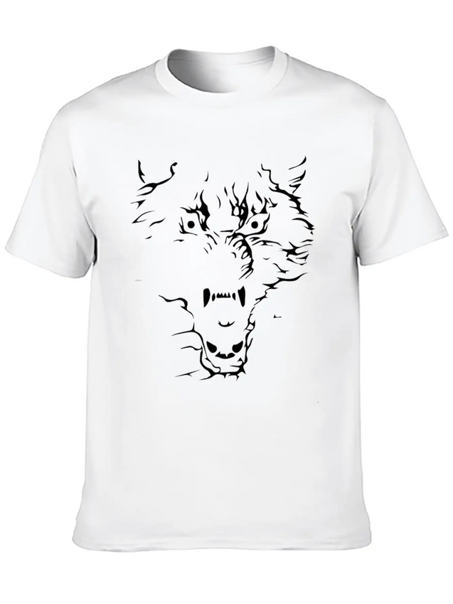 Flaming Wolf Lightweight Cotton T-Shirt – Daily Comfort Graphic Shirt