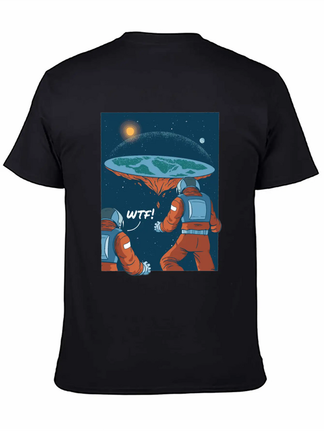 Flat Earth Astronauts Space Looking T-Shirt Lightweight Cotton T-Shirt – Daily Comfort Graphic Shirt