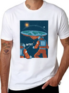 Flat Earth Astronauts Space Looking T-Shirt Lightweight Cotton T-Shirt – Daily Comfort Graphic Shirt