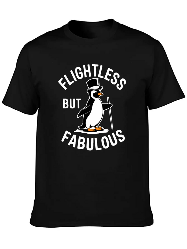 Flightless But Fabulous Mindfulness Penguin Lightweight Cotton T-Shirt – Daily Comfort Graphic Shirt