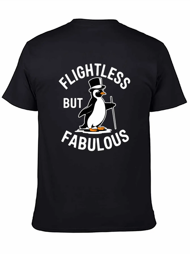 Flightless But Fabulous Mindfulness Penguin Lightweight Cotton T-Shirt – Daily Comfort Graphic Shirt