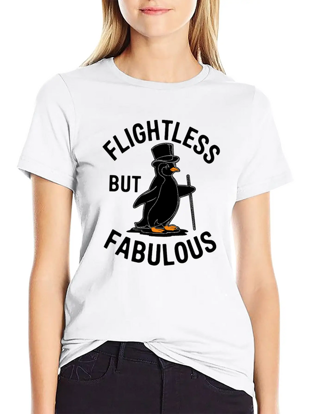 Flightless But Fabulous Mindfulness Penguin Lightweight Cotton T-Shirt – Daily Comfort Graphic Shirt