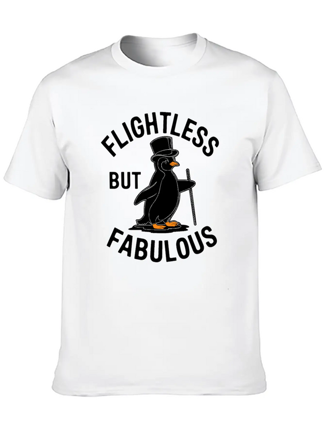 Flightless But Fabulous Mindfulness Penguin Lightweight Cotton T-Shirt – Daily Comfort Graphic Shirt