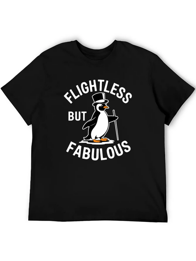 Flightless But Fabulous Mindfulness Penguin Lightweight Cotton T-Shirt – Daily Comfort Graphic Shirt