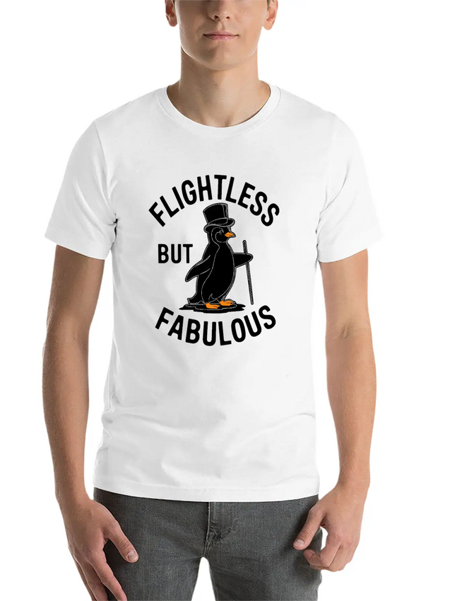Flightless But Fabulous Mindfulness Penguin Lightweight Cotton T-Shirt – Daily Comfort Graphic Shirt
