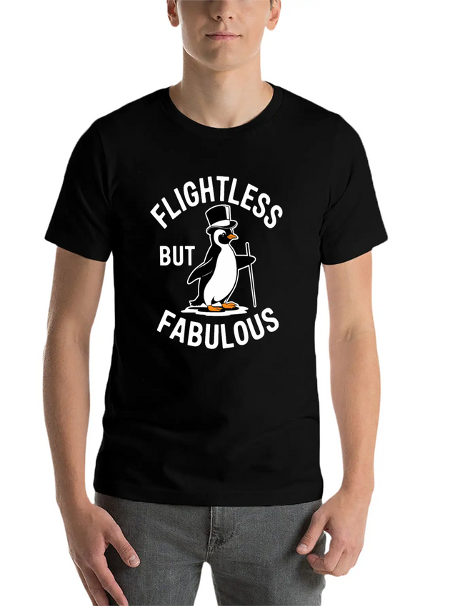 Flightless But Fabulous Mindfulness Penguin Lightweight Cotton T-Shirt – Daily Comfort Graphic Shirt