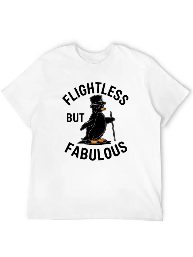 Flightless But Fabulous Mindfulness Penguin Lightweight Cotton T-Shirt – Daily Comfort Graphic Shirt